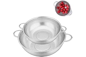 YITOBICI Küchensieb mit Griffen,Edelstahl Nudelsieb, Siebkorb über, für Nudeln Abtropfen, Gemüse und Obst, Reis, Spülmaschinenfest,nudelsieb,abtropfsieb,edelstahlsieb,reissieb,metallsieb,22cm,19cm,2 Stück