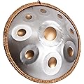 LOMUTY Handpan Débutan, Drum Instrument 9 Tons 18 Pouces, Hand Pan G Majeur, Tambour à Main avec Sac de Batterie et Support-Handpan pour la Guérison par le Son, la Méditation, le Yoga, Argent