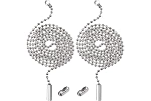 SHAPPY Perlenzug Ketten Verlängerung mit Anschluss für Deckenleuchten Lüfterkette, 1 Meter Länge (2 Packungen, Stahl Farbe)