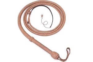 LB'S WHIP Indiana Jones Style Natural Tan Brown Leather Bullwhip Real Cowhide Leather Bull Whip