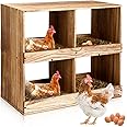 Cinnvoice Chickens Nesting Boxes 4 Compartments Wooden Chickens Laying Boxes for Chickens Ducks Poultry Easy Egg Collection