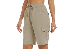 JINSHI Shorts Damen Sommer Cargohose Kurze Wanderhose Outdoor Schnelltrocknend Freizeithose mit Mehrfach-Taschen