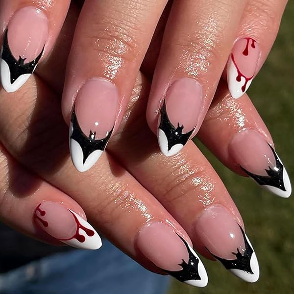 Halloween Fake Nails Mit Spinnennetz-Design – 24-teilig Mit Kristall-Details – Wiederverwendbare Nagelkunst