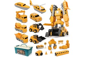 Fuutilake Magnetyczna zabawka dla dzieci z pudełkiem do przechowywania, do samodzielnego wykonania, edukacyjna kreatywność, klocki do deformacji, roboty, pojazdy na placu budowy, dla 3+ chłopców i