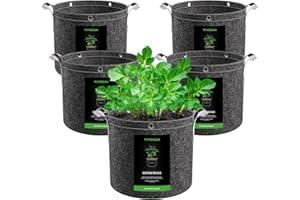 ‎VIVOSUN VIVOSUN Pflanzsack 12 L 5er-Pack, Stofftopf aus Vliesstoff mit 500 g/m² Stärke, mit Tragegriffen und Mehrzweckringen, Ideal für LST, Obst, Gemüse und Blumen