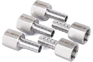 LTWFITTING Stainless Steel 316 BSP Fitting Coupler/Adapter 1/4-Inch Female BSPP x 5/16-Inch(8mm) Hose Barb Fuel Gas (Pack of 5)