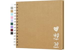 Hiwhy Scrapbook 8x8 Inch DIY Scrapbook Album Hardcover Kraft Paper Scrap Book Photo Albums 20 Sheets Memory Book for Family Wedding, Brown