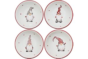 CREOFANT 4er Set Schüssel · erhabenes Wichtel Design 3D Relief· 200 ml · Schüssel Dolomit Keramik· Schüssel Weihnachten · Schale für Kekse · dekoratives Festtagsgeschirr · Wichtelgeschirr