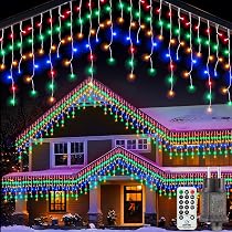Tenda Luci Di Natale A Cascata LED - 4x0,6 Metri, 168 LED, 8 Modalità, Impermeabile IP44 - Per Interno Ed Esterno, Giardino, Balcone
