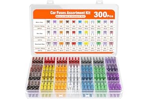 PUASOK Kit 300 Pezzi Fusibili Auto, Fusibili Mini, Micro E Standard 2A 3A 5A 7,5A 10A 15A 20A 25A 30A 35A 40A Con Scatola Per Auto, Moto, Camion E Camper