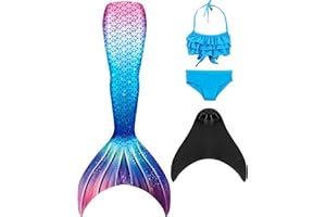 DNFUN Costume da Bagno da Bambina a Coda di Sirena, per Cosplay, per Il Nuoto, con Monopinna