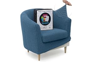 FAVERTI® Funda Super Elástica de Sillón Club con Funda de Asiento, Compatible con los sillones de IKEA TULLSTA y BAKLA | Modelo NOVELE | Celeste | Tejido Jacquard de Calidad Tacto Algodón