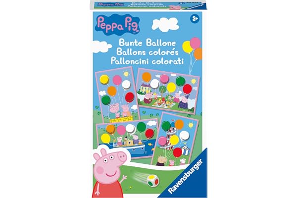 Ravensburger presentspel - 20853 - Peppa Pig färgglada ballonger - roligt färg tärningsspel för barn från 3 år och uppåt