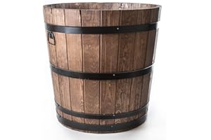 ‎HOLZFEE HolzFee Pflanzkübel rund Ø 60 x 60 cm Holz Kiefer Farbauswahl (Walnuss)