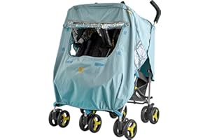 Koo-di Splish Splosh Universal Rain Cover for Double Pushchair | Showerproof Stroller Rain Cover | Breathable Vents & Airflow Window | Fits Any Standard Double Stroller, Pushchair & Buggy