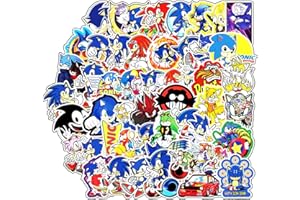 NDZYDXW 51 pegatinas de Sonic The Hedgehog Infantiles de Anime, impermeables Stickers Calcomanías de Vinilo para Pegatinas de Ordenador portátil, Motocicleta, Bicicleta, monopatín, Equipaje,Cumpleaños