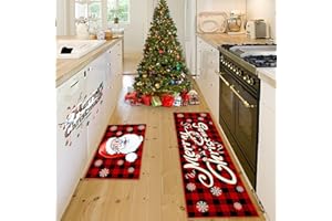 HSGLGNA Alfombra navideña 3D, antideslizante, lavable, con estampado navideño, para interior y exterior, decoración para el hogar, oficina, patio, habitación (40 x 60 + 40 x 120 cm, Navidad E)