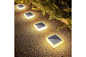 Lacasa Lampe Solaire Extérieur, 4 Pack 30LM Lampe Solaire au Sol IP68 Etanche Lumière Solaire Jardin Auto On/Off Eclairage Solaire pour Escalier Chemins Allée Patio Pont, Blanc Chaud 2700K Carré