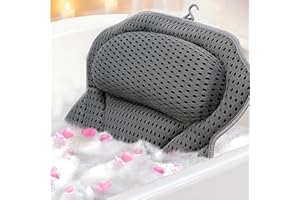 ROONTIN Bath Pillows for Head and Neck - 4D Technology Waterproof Bathtub Pillows Spa Cushion with Headrest, Bath Cushion Bath Accessories for Women and Men Gifts, Fits All Bathtub, Hot Tub and Home Spa