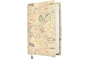 KAPAX Custodia rigida per libro per libro in brossura, tessuto lavabile, pellicola protettiva per libri, imbottitura per tablet e PC per adulti (francobollo, M)