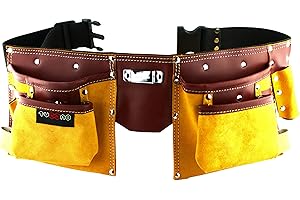 TUCANO Ceinture porte outils en cuir de qualité avec 11 poches, ceinture ajustable en nylon, cadeau pour fête des pères pour bricoleur(se), charpentier, menuisier
