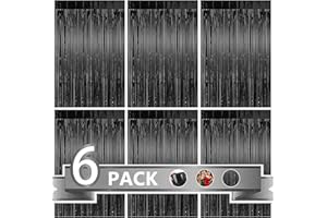LIVESTN 6 Piezas Cortina de Oropel, 1m x 2m Negro Curtinas de Oropel, Metálica Foil Fringe Cortinas, Cortina Decoracion Fiesta para Fondo Decoración Pared Fiestas Cumpleaños Navidad Boda Halloween