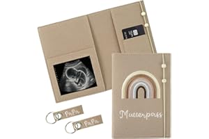 QIURUOO Mütter Gesundheit Handbuch Schutzhülle für Ultraschallbilder, Bankkarten, Impfausweise, ein Geschenk für Schwangere und werdende Mütter(Beige)