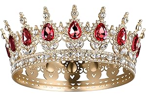 AOOSA Corona Reina, Tiara Redonda, Redonda Completa Chica de Cristal Tiaras Diamantes de Imitación Brillantes, Tiaras Novia Hermoso para Bodas, Fotografía, Fiestas de Cumpleaños, Fiestas de disfraces