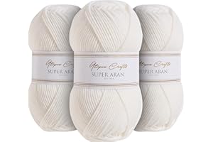 Utopia Crafts Super Aran Lot de 3 pelotes de fil à tricoter et crochet 100 g (blanc)
