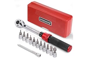 UYECOVE Bicycle Torque Wrench Set 2-20 Nm, 1/4" Drive Torque Wrench 13PCS, Small Torque Wrench for MTB, Bicycle with Hex, Torx Sockets, 10cm Extension Bar, Storage Case