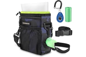 WALDSEEMÜLLER Sac de Dressage pour Chien, Pochettes à Friandises de Nourriture Traiter, Poches de Formation d'animal avec Clip Ceinture Ajustable, Clicker de Dressage pour Chien, Sac à goûter en Silicone