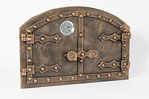 ‎SEZAM Euro Sezam - Ofentür aus Gusseisen im ungarischen Stil - Massive dicke Ofentür - Pizzaofentür mit 500c-Thermometer - KK001 - Doppeltür mit Türschloss - Türen für Pizzaöfen 53.20x5.50x35.50cm