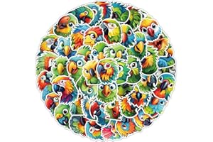 FANCICO 50 adesivi Pappagallo per bottiglie d'acqua, adesivi in vinile, accessori per libri,laptop, diario, album per adulti e adolescenti ragazza