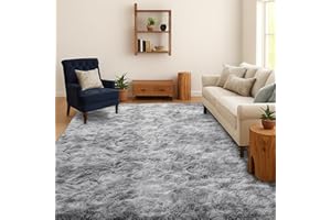 SOANNY Alfombra de Pelo Largo para Salón, Lavable Antideslizante y Suave, Diseño Tie-Dye Shaggy para Dormitorio y Habitación Infantil, Tapete para Cama, 140x200 cm, Gris Claro