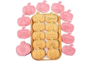 CLVSYH Set di 10 formine per biscotti per Halloween, set di formine 3D con zucca, gatti neri, fantasmi, disegni a pipistrello, cutter per biscotti fai da te, fondente