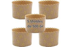 ANIMALUJOS BONDIBUY 5 Moldes Panettone de 500 gr, Molde Panettone Desechable, Molde de Panettone, Moldes Papel Panettone