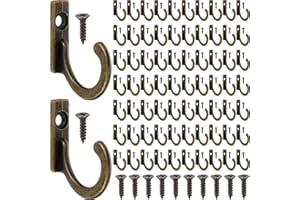 Zhehao 100 pezzi gancio semplice da parete ganci per vestito, ganci per cappotto, 110 viti per chiave appesa ganci gioielli (bronzo)