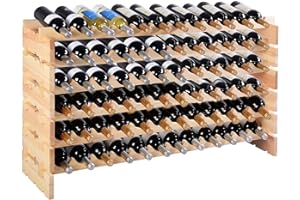 COSTWAY Cantinetta Portabottiglie Vino in Legno di Pino, Portabottiglie per Vino con 6 Ripiani, per 72 Bottiglie di Vino, per Cucina, Bar e Cantina (72 Bottiglie)