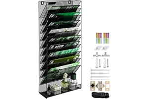 IOUGDSEC Hängeregal für Zeitschriften, Dokumente, 11 Etagen, A4, aus robustem Metallgeflecht, Briefablage