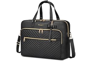 Taygeer Torba Na Laptopa Dla Kobiet 17 Cali, Torba Na Laptopa z Portem USB, Wodoodporna Skórzana Torba Na Ramię, Duża Pikowana Torba Typu Cabrio Do Biura, Pracy, Szkoły, Czarna