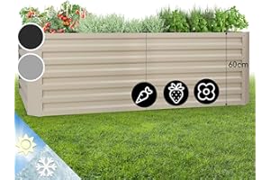 Blumfeldt Fioriera da Esterno, Mini Orto Verticale Rialzato per Balcone e Giardino, per Piantine, Impermeabile 1200L, 200 x 60 x 100cm (Argento)