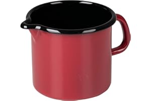 Riess, 0040-020, pentola per becco 12, Classic – colore rosso, diametro 12 cm, altezza 11,5 cm, contenuto 1 litro, smaltato, rosso/nero, induzione