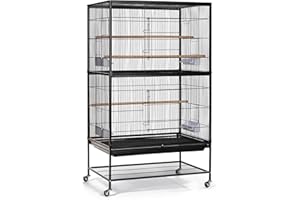 PH PREVUE HENDRYX Prevue Pet Products Wrought Iron Flight Cage with Stand F040 Black Bird Cage, 31-Inch by 20-1/2-Inch by 53-Inch