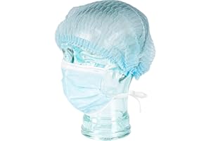 SF MEDICAL PRODUCTS GMBH SF - Gorra desechable, 100 unidades, color azul, para protección del pelo, tamaño universal, sin látex, no estéril, ideal para hospital, tatuajes, spa