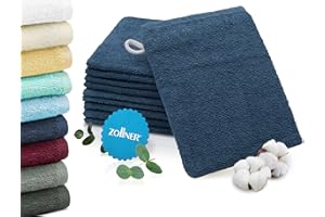 ZOLLNER 10 Manoplas de baño, azúl Marino, 100% algodón, 16x21 cm