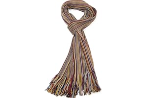 LOVARZI Men's Fine Wool Merino Scarf - Luxurious Striped Super Soft Winter Scarf for Men