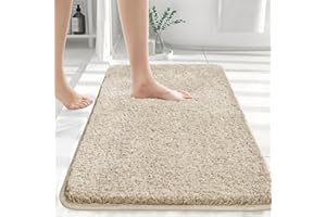 Myting Bath Mats for Bathroom 70x120 cm Large Bath Mat, Soft Microfibre Bathroom mats Non Slip Washable, Rubber Backed Bathroom Rug Carpet Beige