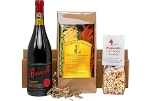 ‎THE WINE GUYS Präsentkorb „Gusto Italiano“ mit italienischen Spezialitäten: Italienischer Feinkost und Rotwein (1 x 0,75 l, 13,5 % vol.) | Geschenkset mit Pasta Tricolore, Arrabiata Gewürz und Baccolo Rosso