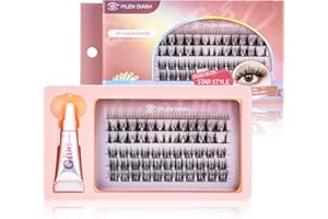 Mlen Diary Cluster Lashes mieszane 3 typy pojedynczych rzęs, 206 sztuk rzęs Demon Crown Lash Bottom Lashes Clusters dla kobiet, przedłużenie rzęs z klejem