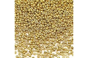 Bala&Fillic perles de rocaille 3mm Doré couleur 3600pcs/100 Grammes, 8/0 perles de verre pour la fabrication de bracelets, colliers et boucles d'oreilles (Doré)